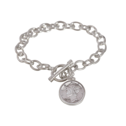 Silver Coin St. Christopher Bracelet